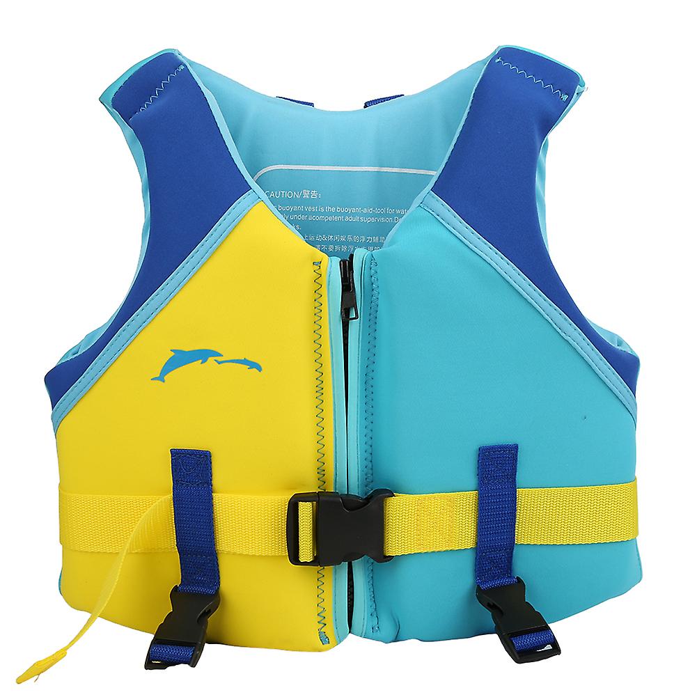 Neoprene Blue Yellow Summer Children Life Jacket Fin Buoyancy Floating Safety Vest For Drifting Swimmingm