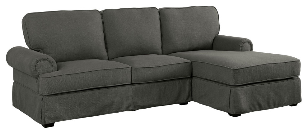 Transitional Sectional Sofa  Comfortable Oversized Seat With Rolled Arms   Transitional   Sectional Sofas   by Decorn  Houzz