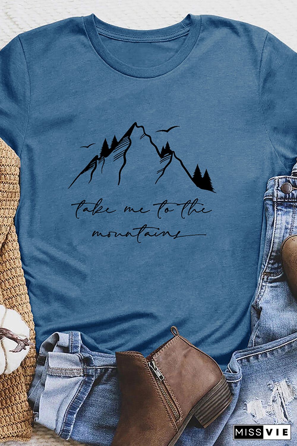 Take Me to the Moutains Graphic Tee Short Sleeve T-shirt Wholesale