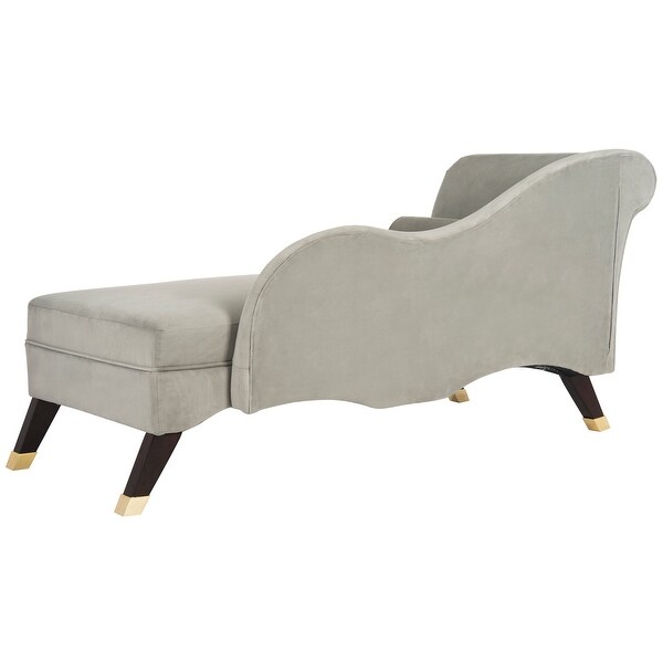 SAFAVIEH Mid-Century Modern Caiden Velvet Grey Chaise with Pillow - 63