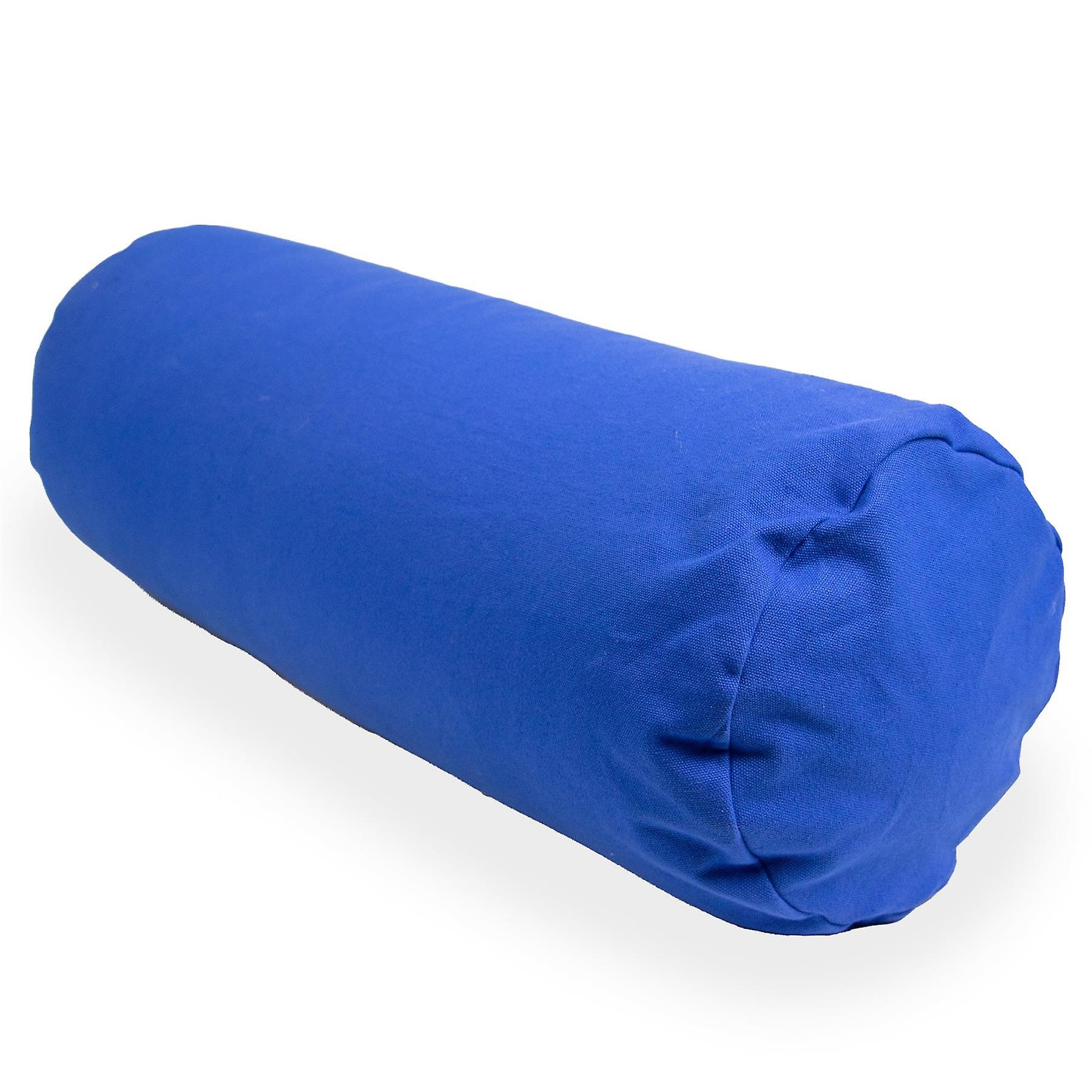 Myga Bolster Pillow - Buckwheat Support Cushion for Yoga， Pilates， Exercise and Fitness with Carry Handle - 63cm x 25cm - Blue