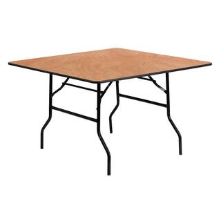 48 in. Natural Wood Tabletop Metal Frame Folding Table CGA-YT-8989-NA-HD