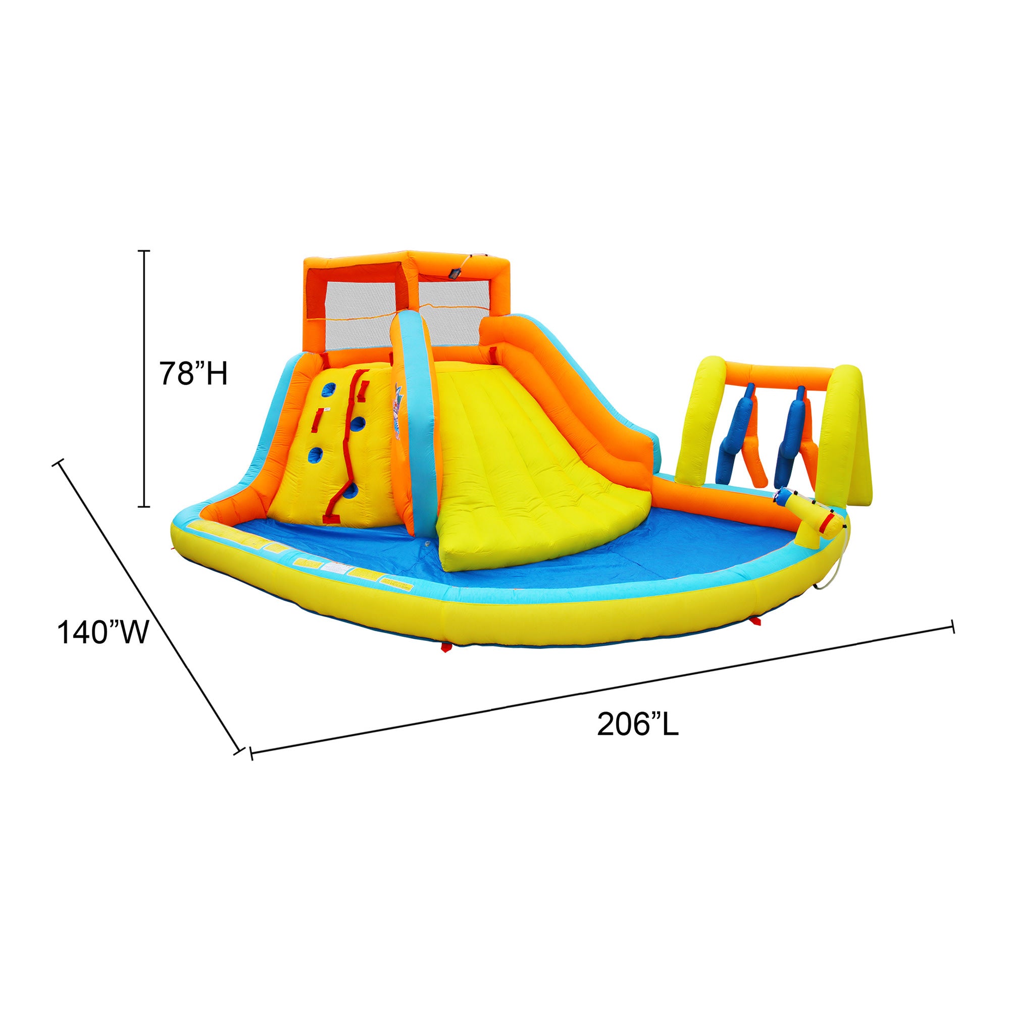 Banzai Inflatable Summit Splash Adventure Water Park W/ Climbing Wall & Rope, Water Cannon, Sprinkler