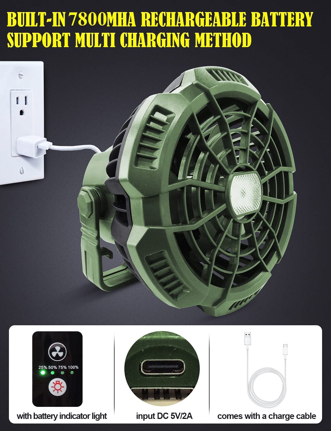 AYAMAYA Rechargeable Camping Tent Fan with LED Light & Remote Control, Upgrade 7800mAh Portable Led Light Camping Lantern Fan USB Desk Ceilling Fan for Camping Car Office Hurricane Emergency Survival