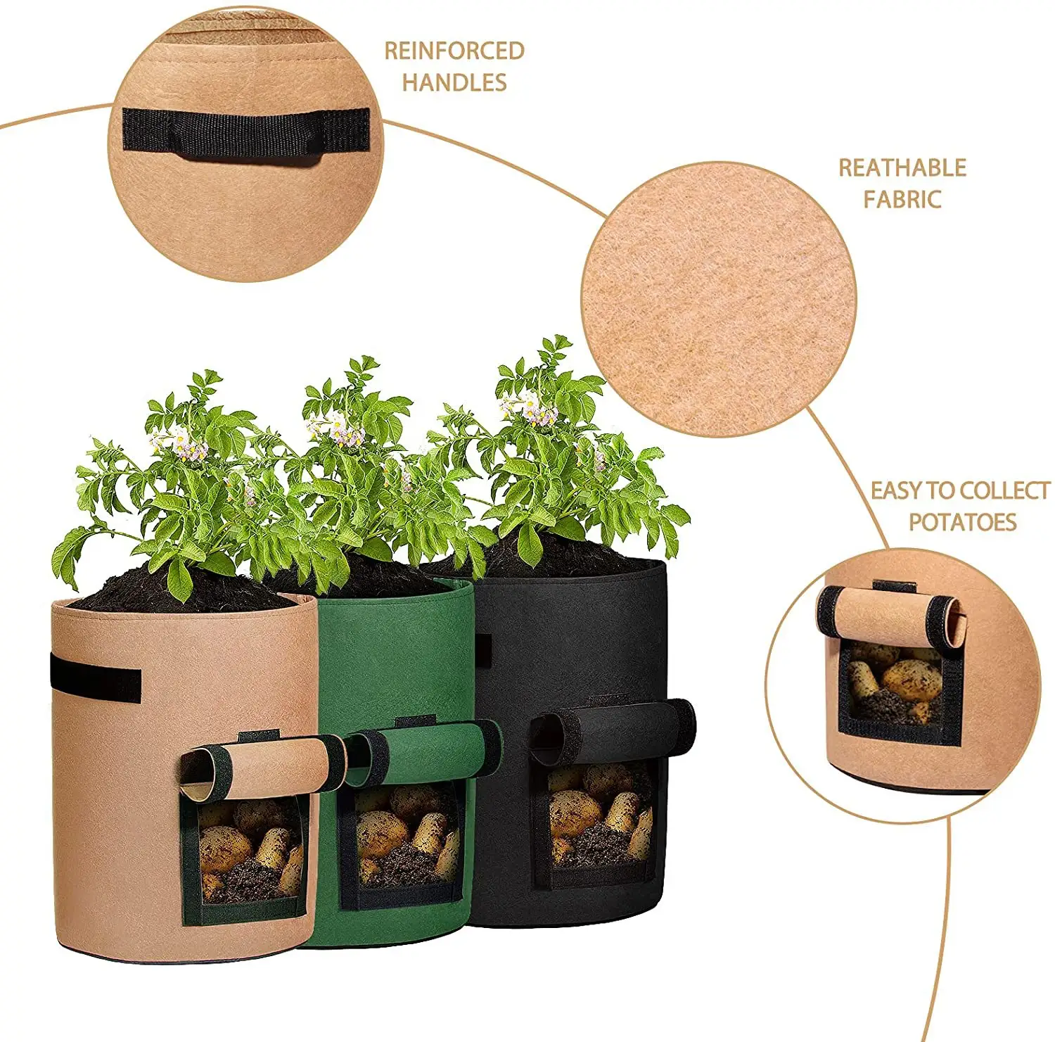 Cheapest thicken felt large small 1 3 5 7 20 gallon vertical planter pots cocopeat potato fabric grow bags