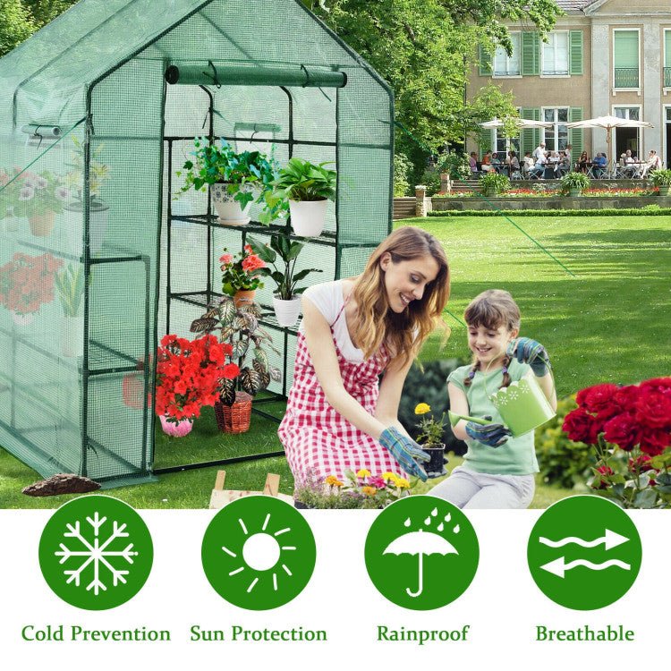 Premium 56-Inch Walk-In Large Garden Greenhouse W/ Observation Windows