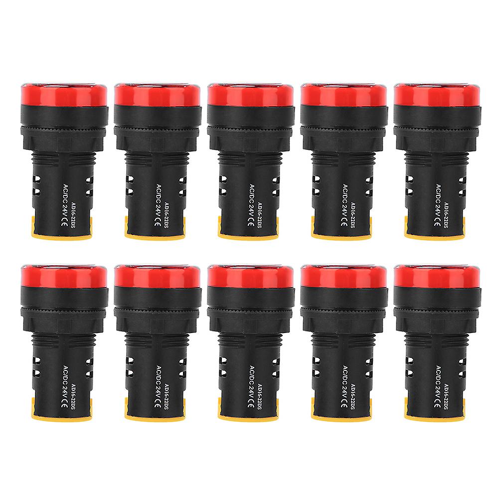 10pcs Berm Led Power Indicator Light Semiconductor Energy-saving Lamp 22mm 24v Ad16-22d S(red )