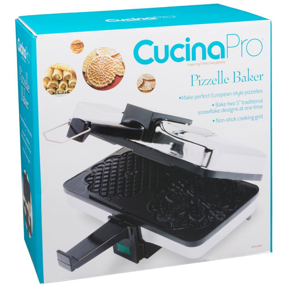 CucinaPro 2-Slice Black Non-Stick Pizzelle Waffle Maker 220-05NS