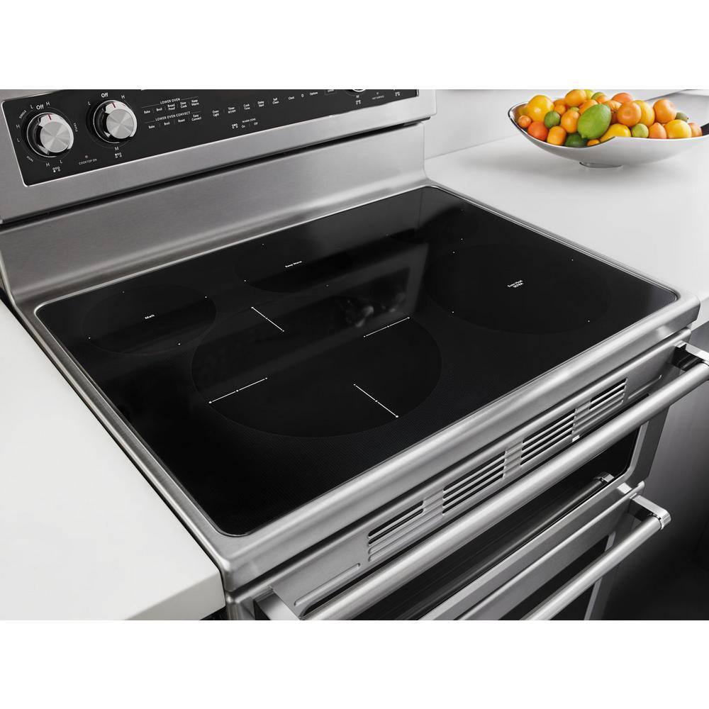 KitchenAid 6.7 cu. ft. Double Oven Electric Range with Self-Cleaning Convection Oven in Stainless Steel KFED500ESS