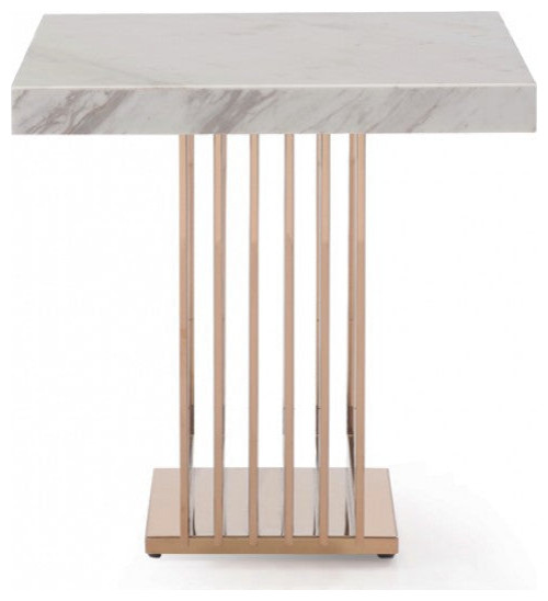 Andris Modern Marble and Rosegold End Table   Midcentury   Side Tables And End Tables   by Virgil Stanis Design  Houzz