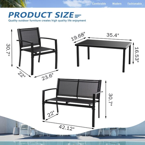 Futzca 4Piece Outdoor Patio Furniture Set，Textilene Bistro Patio Set