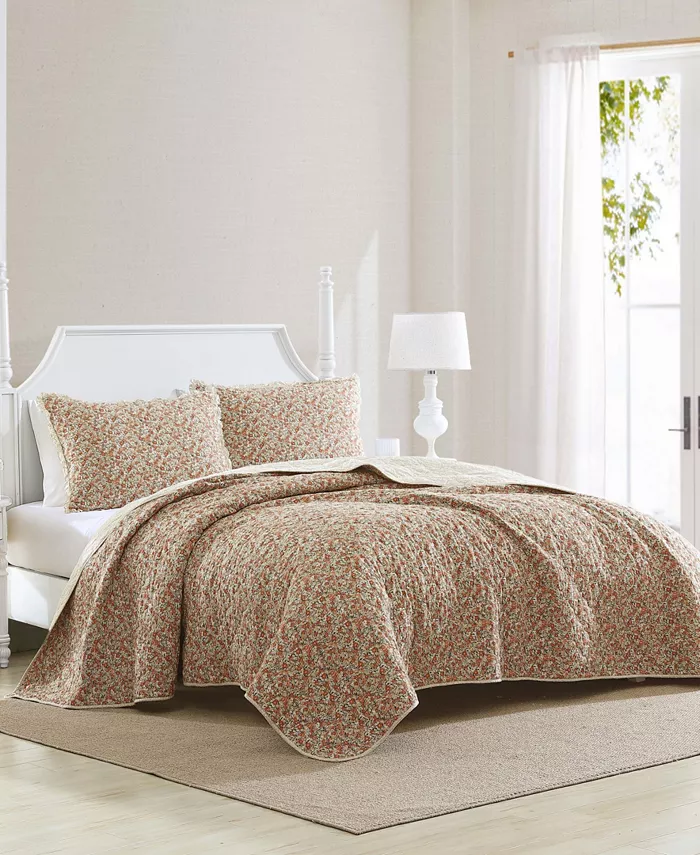 Laura Ashley Loves ton Cotton Reversible 3-Piece Quilt Set， Full Queen