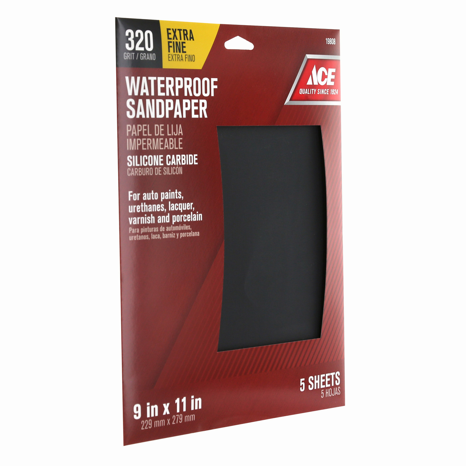 Ace 11 in. L X 9 in. W 320 Grit Silicon Carbide Waterproof Sandpaper 5 pk