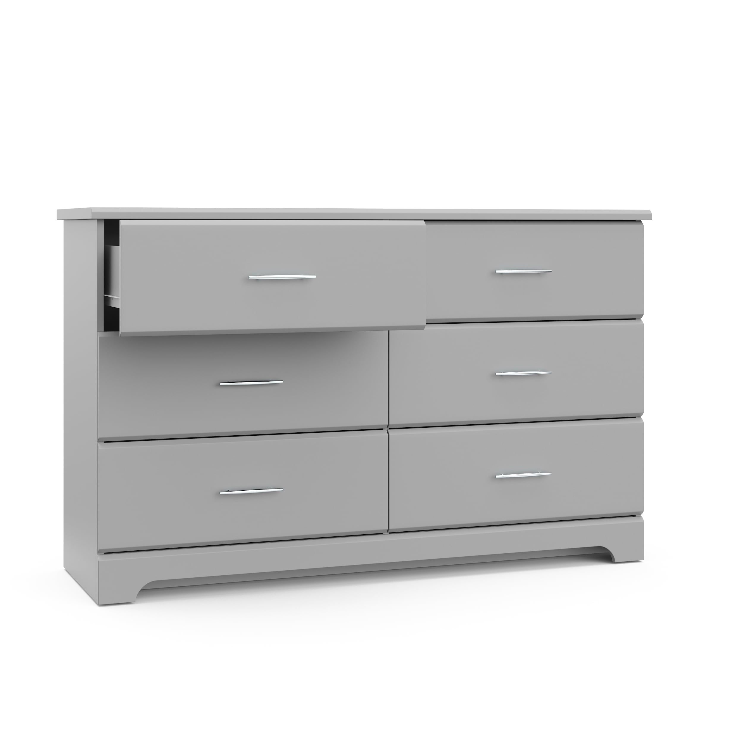 Storkcraft Brookside 6 Drawer Modern Double Dresser Pebble Gray