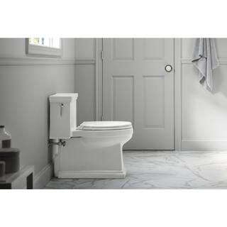 KOHLER Tresham 1-Piece 1.28 GPF Single Flush Elongated Toilet with AquaPiston Flush Technology in White Seat Included K-3981-0