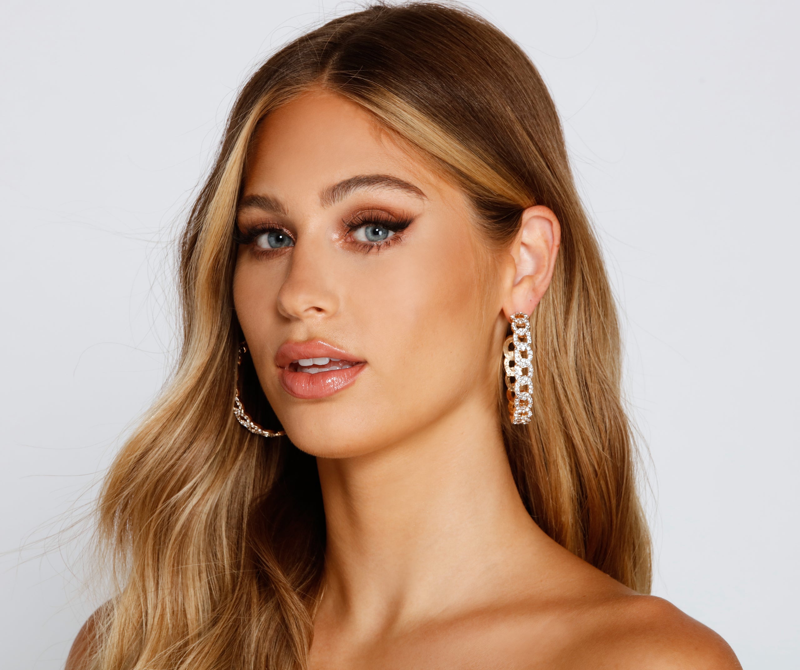 Major Bling Rhinestone Hoop Earrings