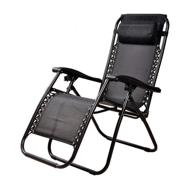 Elevon Adjustable Zero Gravity Recliner Lounge Chair W Detachable Cup Holder For Outdoor Deck Patio Beach Or Bonfire Weight Capacity 300lbs Black