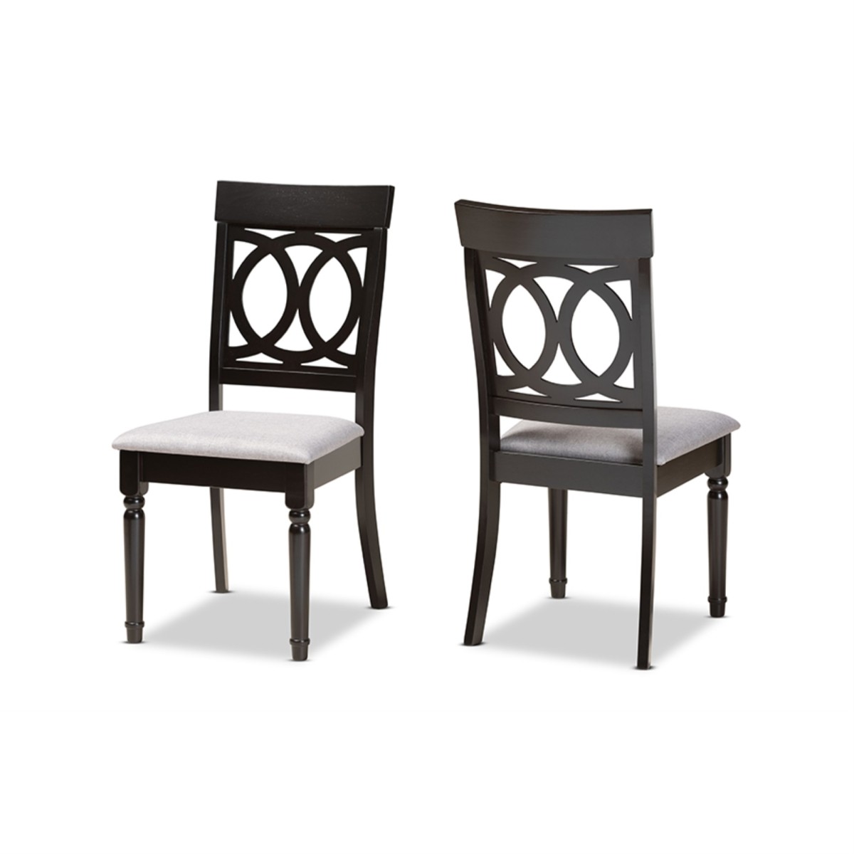 Wholesale Interiors Baxton Studio Lucie Modern and Contemporary Grey Fabric Upholstered and Espresso Brown Finished Wood 2-Piece Dining Chair Set