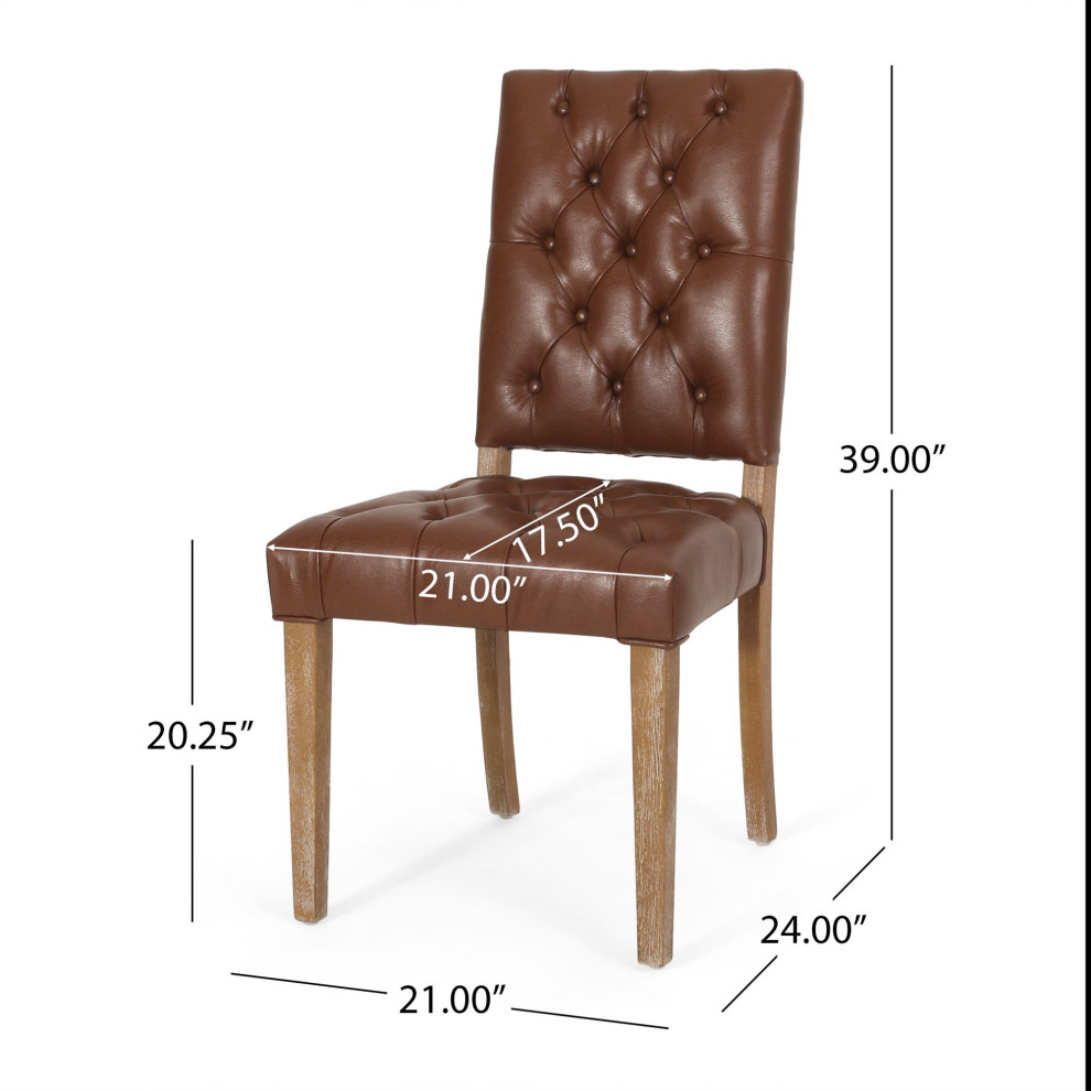 Contemporary Dining Chair  Button Tufted Faux Leather Seat   Farmhouse   Dining Chairs   by Decor Love  Houzz