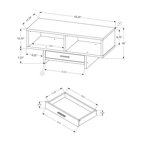 Coffee Table， Accent， Cocktail， Rectangular， Storage， Living Room， 42