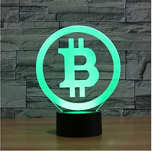 3d Bitcoin Night Light 7 Color Change Led Table Desk Lamp Acrylic Flat Abs Base Usb Charger Home Toy Brithday Xmas Kid Children Gift