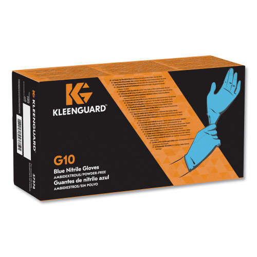 KleenGuard G10 Blue Nitrile Gloves， Powder-Free， Blue， 242 mm Length， X-Large， 90/Box (57374)