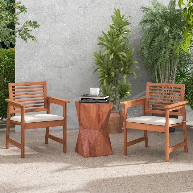 Costway Outdoor Dining Chair Patio Solid Wood Chairs With Comfortable Cushions