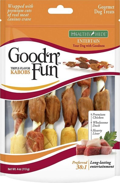 Good 'n' Fun Triple Flavor Kabobs Chicken， Duck and Liver Dog Chews