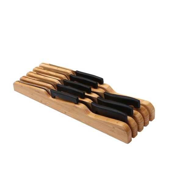 YBM Home and Kitchen Bamboo In-Drawer Knife Organizer and Holder - Brown