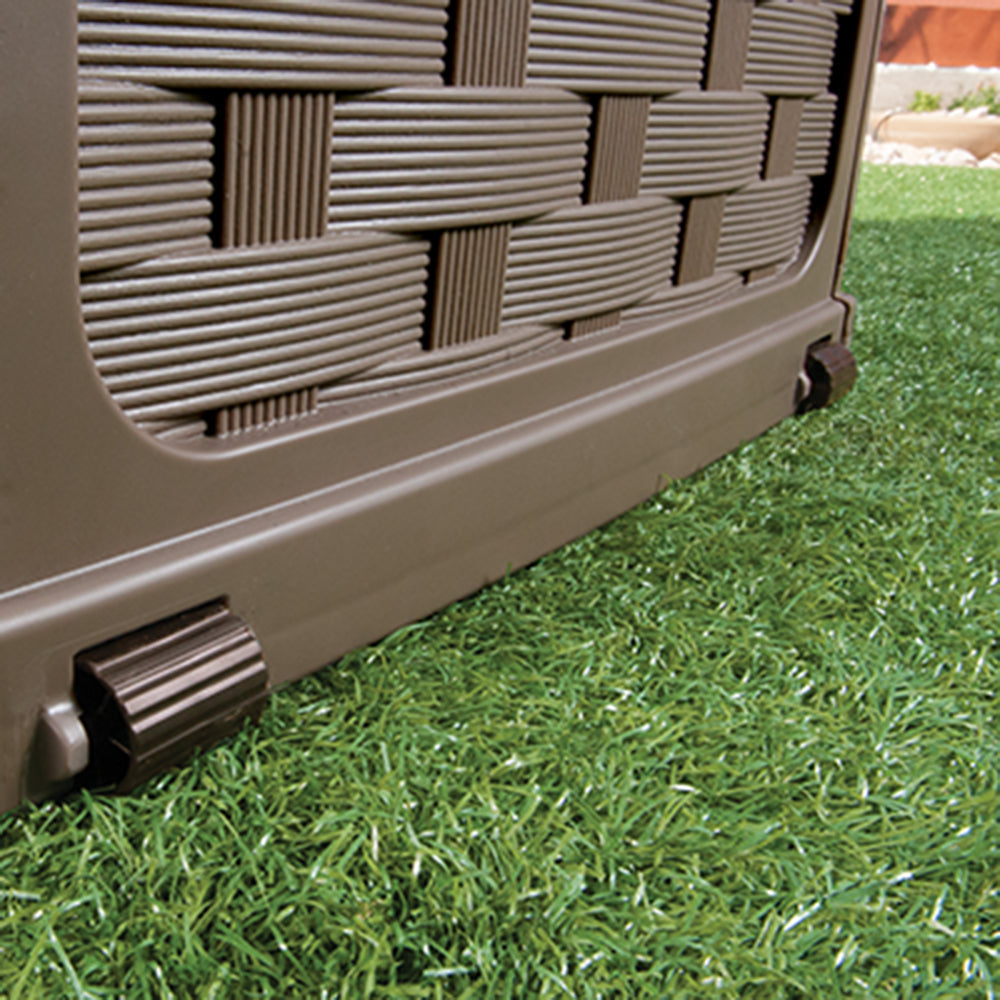 Starplast 88 Gallon Weave Plastic Deck Box, Mocha And Brown