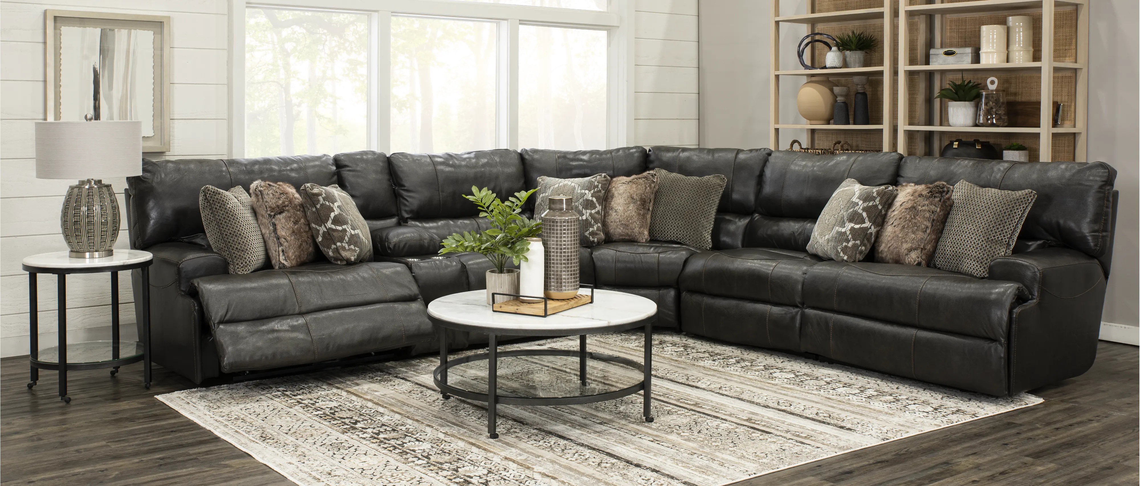 Como Gray 6 Piece Reclining Sectional