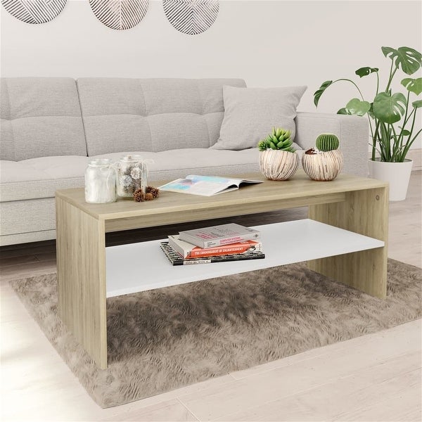 Stylish Coffee Table End Table Oak Chipboard High Quality White