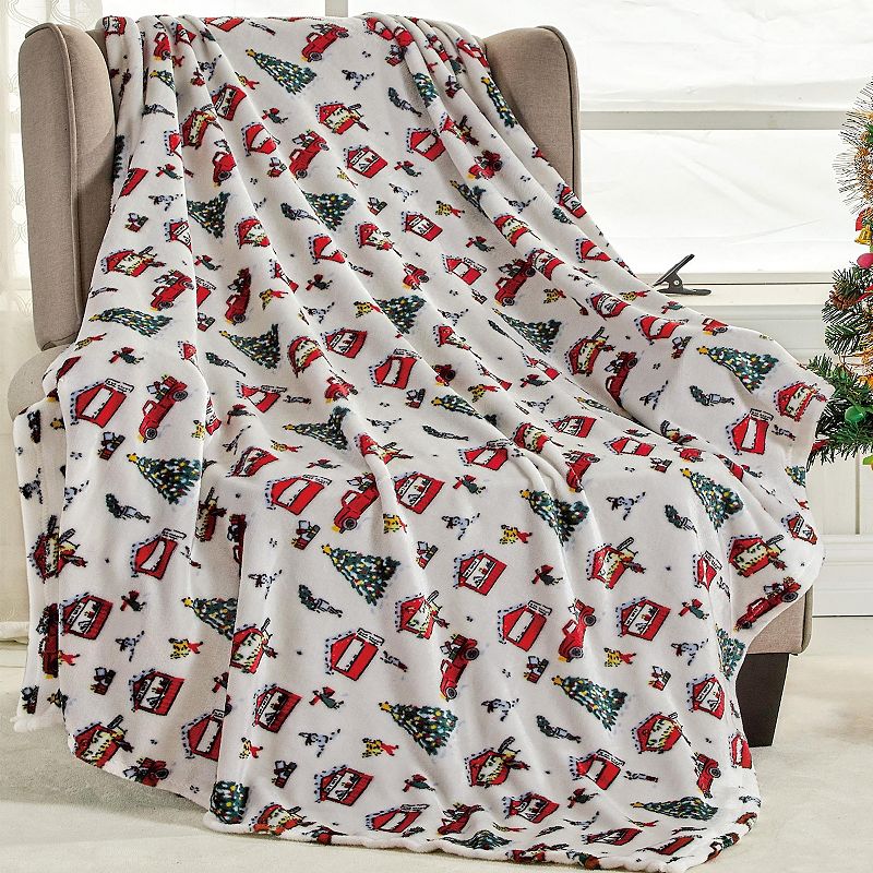 Plazatex Celebrating Christmas Microplush Decorative All Season 50 X 60 Throw Blanket