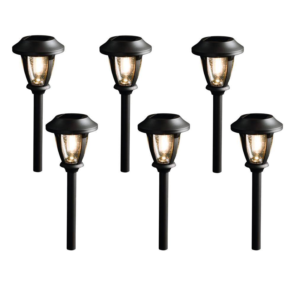 Hampton Bay Solar Bronze Outdoor Integrated LED 2700K 12-Lumens Vintage Bulb Seedy Glass Landscape Pathway Light Set (6-Pack) NXT-1630-53