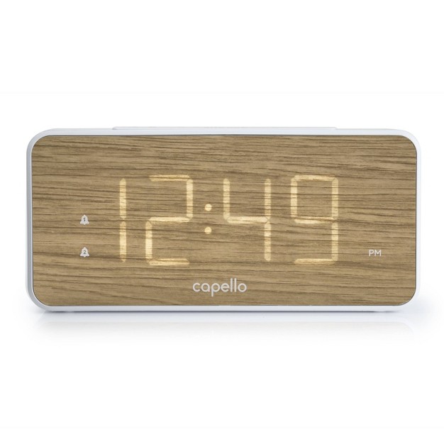 Extra Large Display Digital Alarm Clock White pine Capello