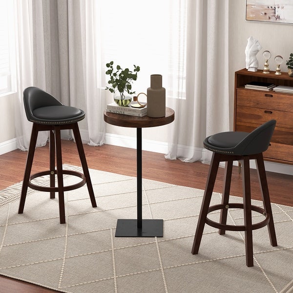 Gymax Set of 4 Swivel Bar Stools 29'' Bar Height Stools w/ PVC Leather