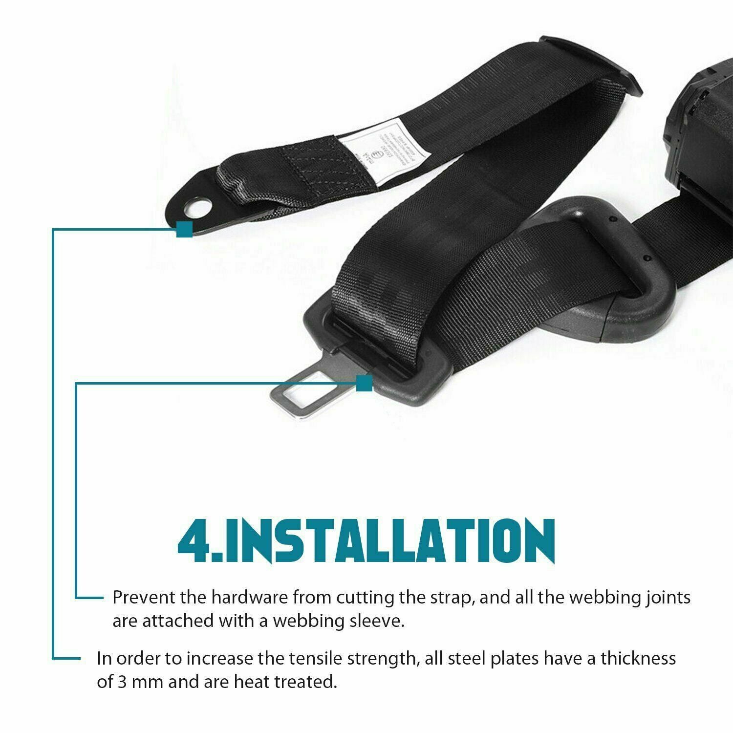 2 Set Safety Belt 3 Point Retractable Adjustable Car Seat Lap Belt Universal for Cars Trucks， Black