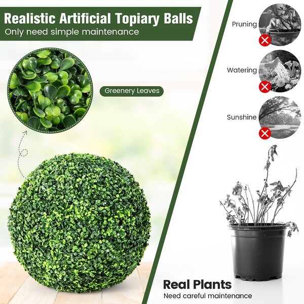 2 Pieces Artificial Boxwood Topiary UV Protected Indoor Outdoor Balls