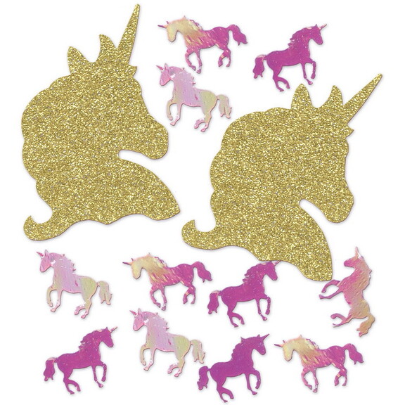 Beistle 53433 Unicorn Deluxe Sparkle Confetti  gol...