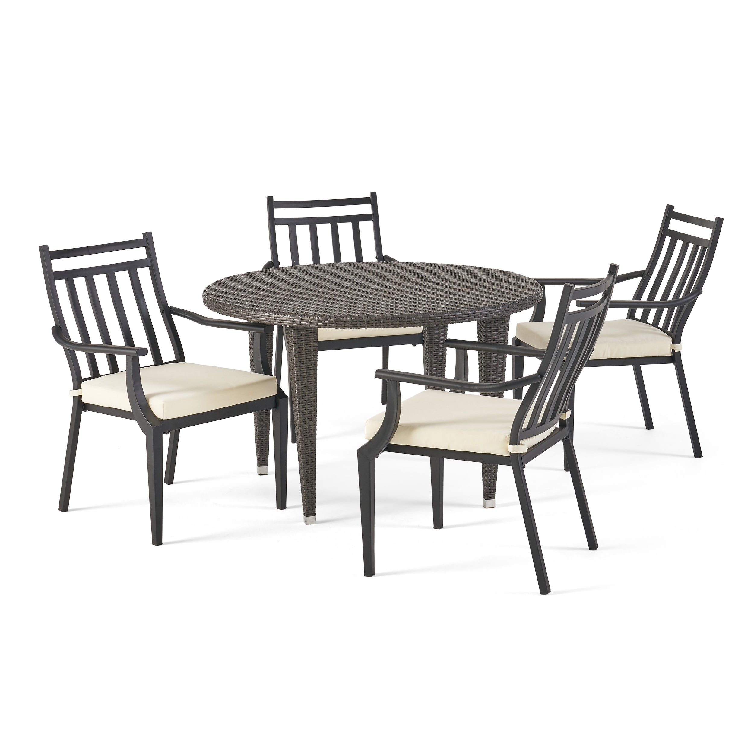 Olive Outdoor 5 Piece Dining Set with Wicker Table