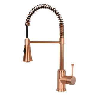 Akicon 4 in. Centerset Single-Handle Pre-Rinse Spring Pull Down Sprayer Kitchen Faucet in Copper AK566C