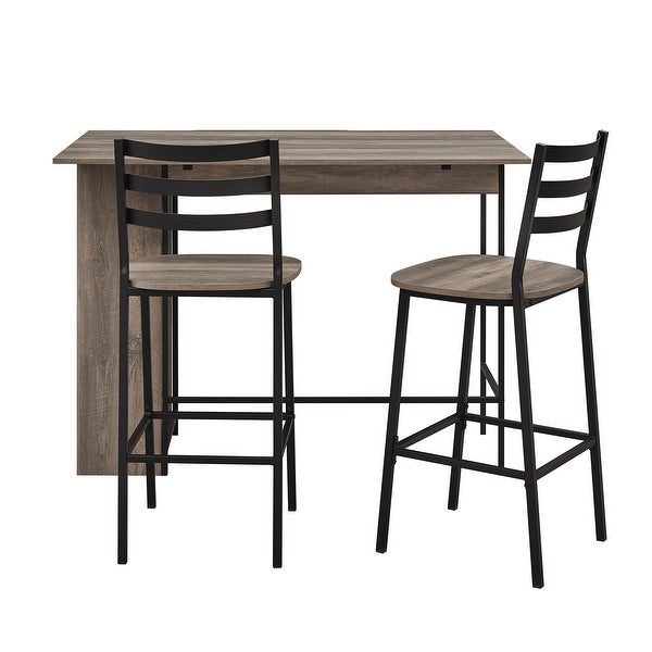 3 - Piece Drop Leaf Grey Wash Counter Height Dining Set