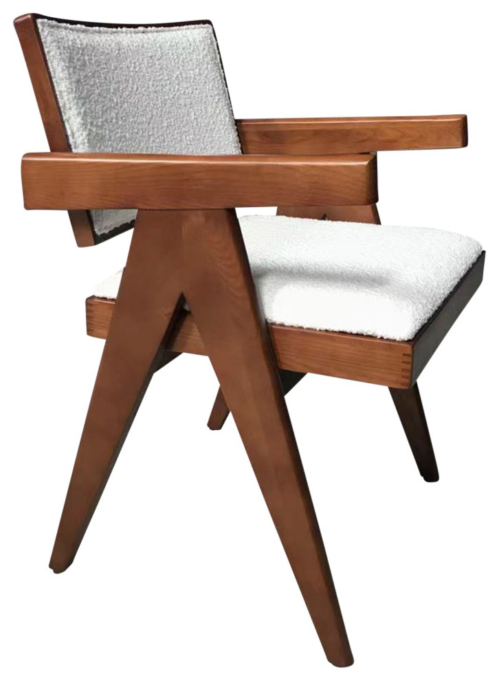 Maia Dining Chair  Walnut and Boucle Fabric   Midcentury   Dining Chairs   by G*FURN  Houzz