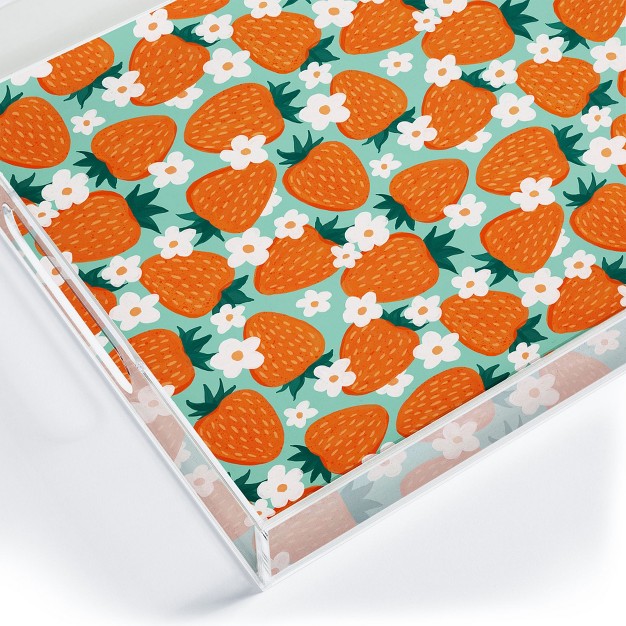 Avenie Strawberry Summer Acrylic Tray deny Designs