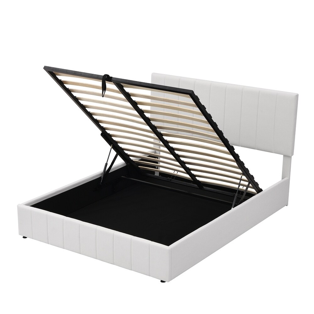 Upholstered Platform bed with a Hydraulic Storage System