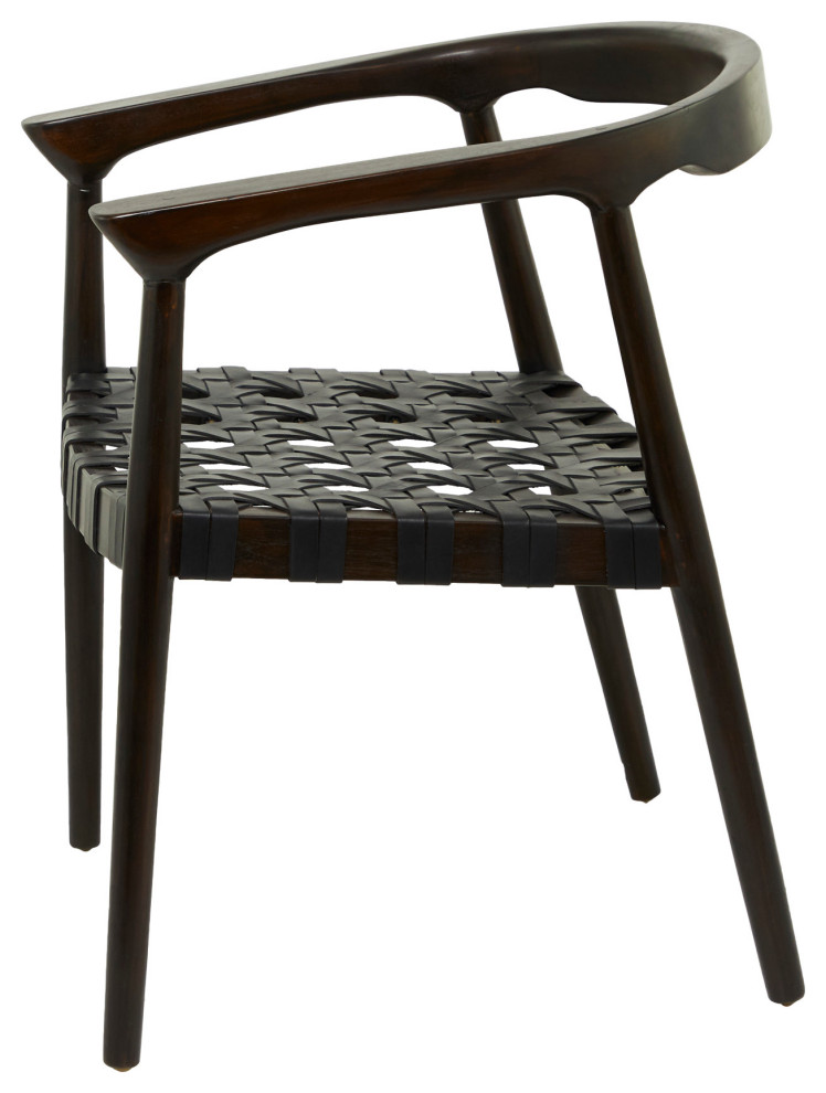 Dark Brown Teak Contemporary Accent Chair 562792   Midcentury   Dining Chairs   by Brimfield  ampMay  Houzz