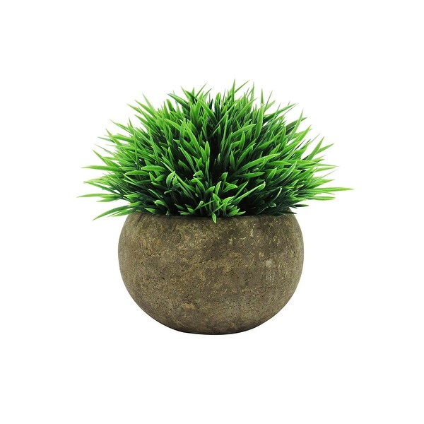 Set of 3 Frosted Green Artificial Boxwood Grass Leaf Succulent Mix Small Plant in Pot 4.5in