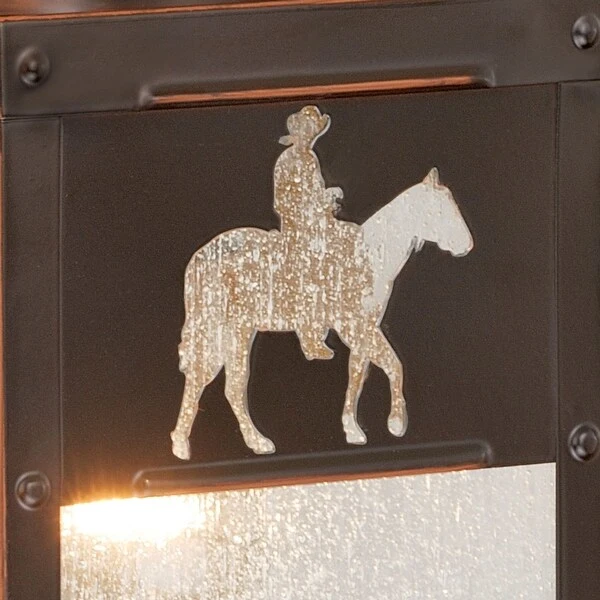 Trail 1 Light Bronze Rustic Horse Cowboy Outdoor Wall Lantern Clear Glass - 5-in W x 13-in H x 6-in D Shopping - The Best Deals on Outdoor Wall Lanterns | 26685060