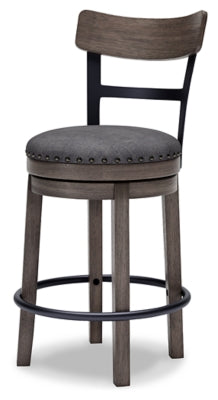 Signature Design by Ashley Caitbrook 24 Farmhouse Counter Height Upholstered Swivel Barstool， Gray