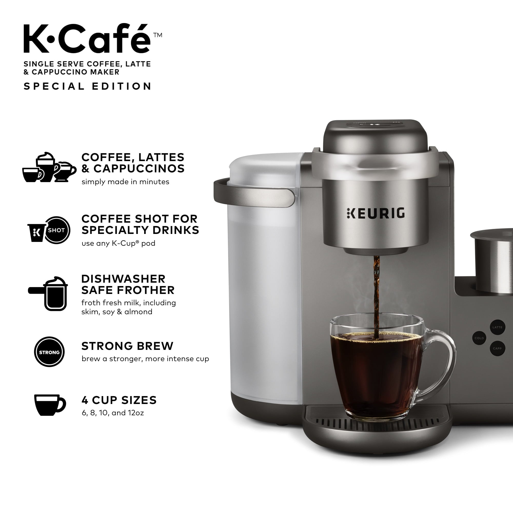 Keurig K-Cafe Special Edition Single Serve K-Cup Pod Coffee, Latte and Cappuccino Maker, Nickel